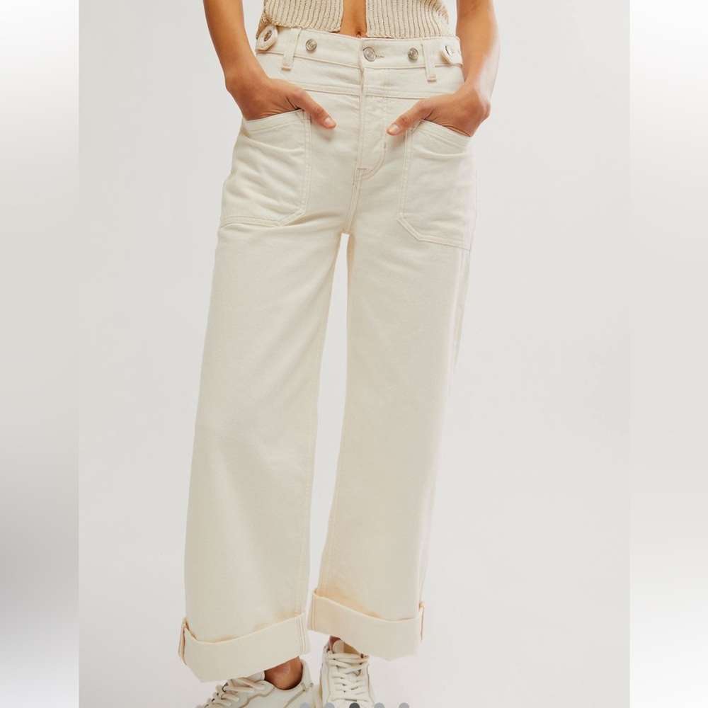 We The Free Wide Leg High-Rise Jeans in Cream